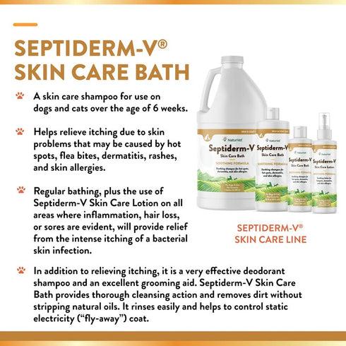 NaturVet Septiderm-V Skin Care Bath Shampoo 8oz - Poudre Pet & Feed Supply 4